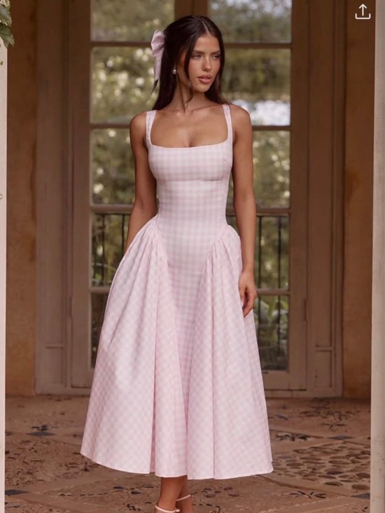 Babyboo Fashion Dresses & Skirts - Babyboo Sherrie Midi Dress - Blush Gingham S